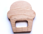 Cupcake wood teether wooden teething toy baby all natural