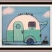 Retro Camper, Whimsical Childrens Decor, Camping Nursery Art, Kids Room, Original Acrylic Painting
