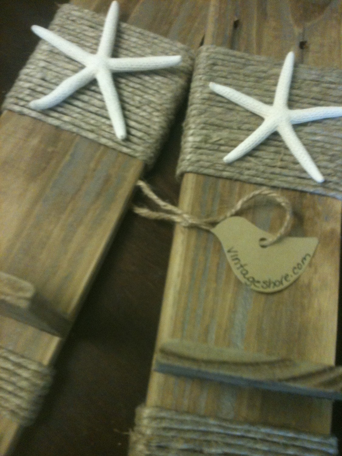 Reclaimed  Upcycled Natural Wooden Plank Starfish Sconces - Wall Decor - Set of  2 - Beach Cottage -  Home Decor - Nautical