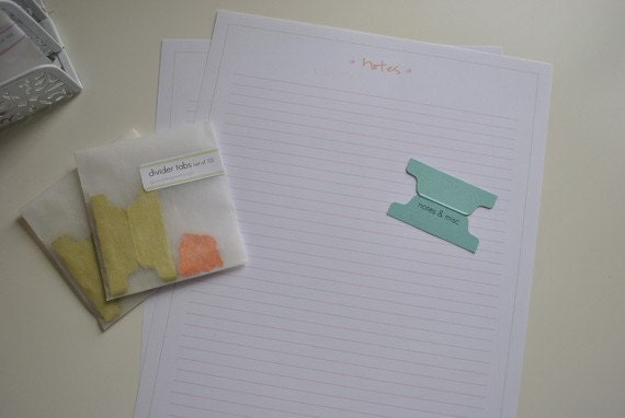 NOTES- full size printable planner refill pdf template tangerine orange