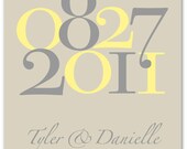 Custom Wedding Colors Anniversary or Wedding Date Print - 8"x10" (Yellow/Gray/Stone)
