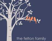 Personalized Custom Love Birds Wedding Family Tree Art Poster Print - 16x20 Print