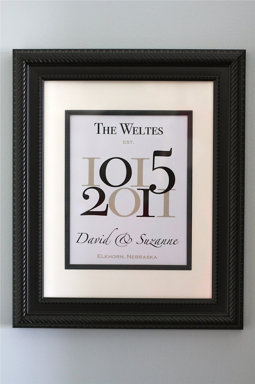 Wedding Date Family Name Print with Wedding Location/Numbers - Custom Wedding Gift - 8"x10"