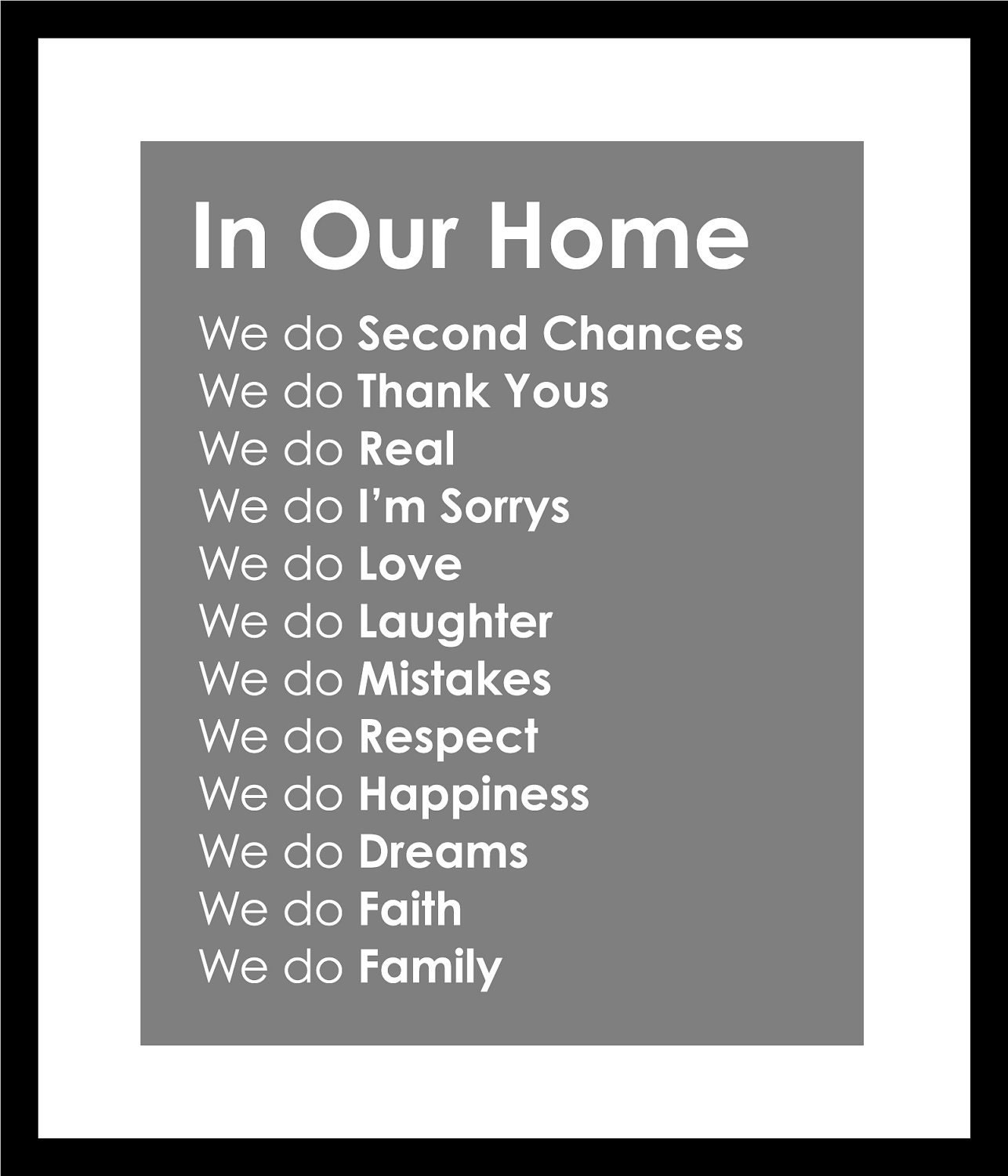 Subway Art "In Our Home" Family Rules Print - 16"x20"