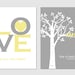 Personalized Custom Love Bird Wedding Family Tree - Birds on Branch - Love is All You Need - Set of 2 prints- 11x14s
