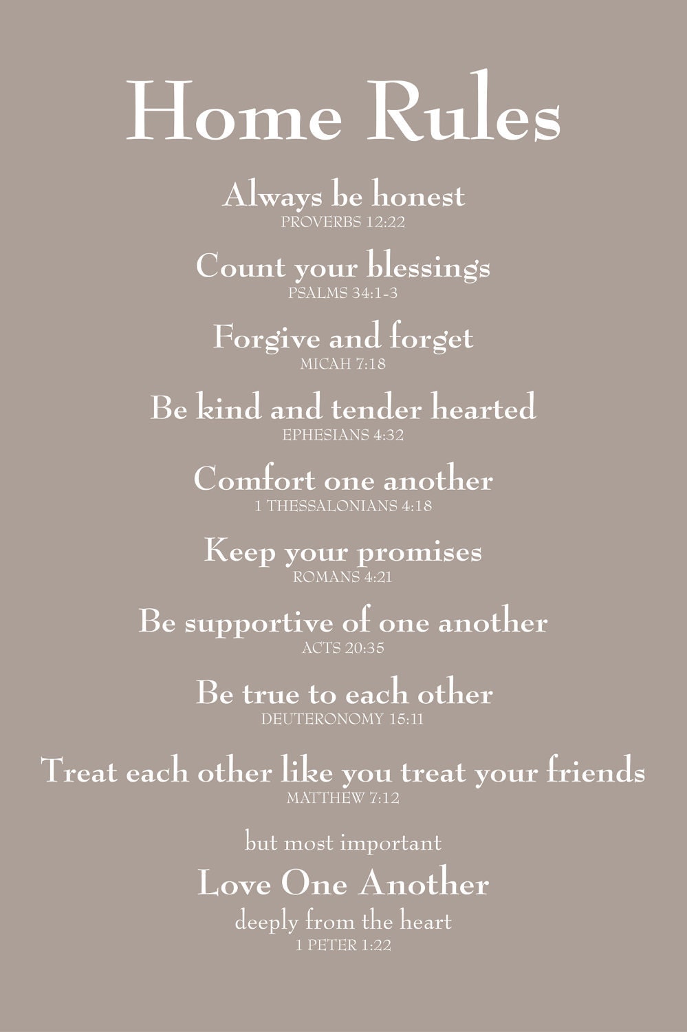 Home Rules Scripture Print - Family Rules - House Rules - 16"x20"