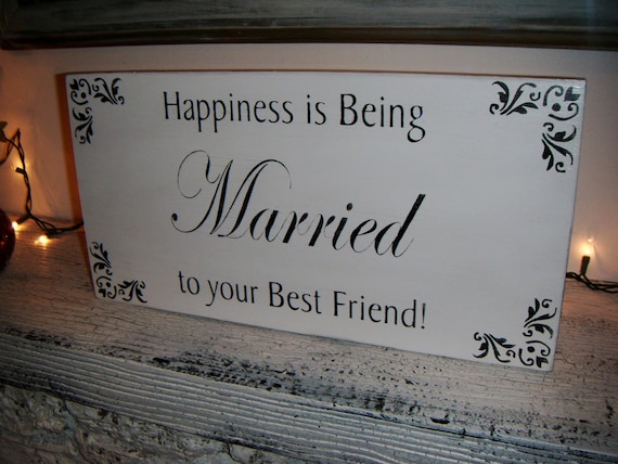Elegant Black Tie Wedding Sign, "Happiness is Being Married to Your Best Friend" - could also be a personalized directional sign