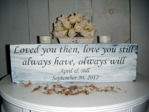 Customized Anniversary Sign "Loved You Then, Love You Still, Always Have, Always Will" 6 x18 Your colors