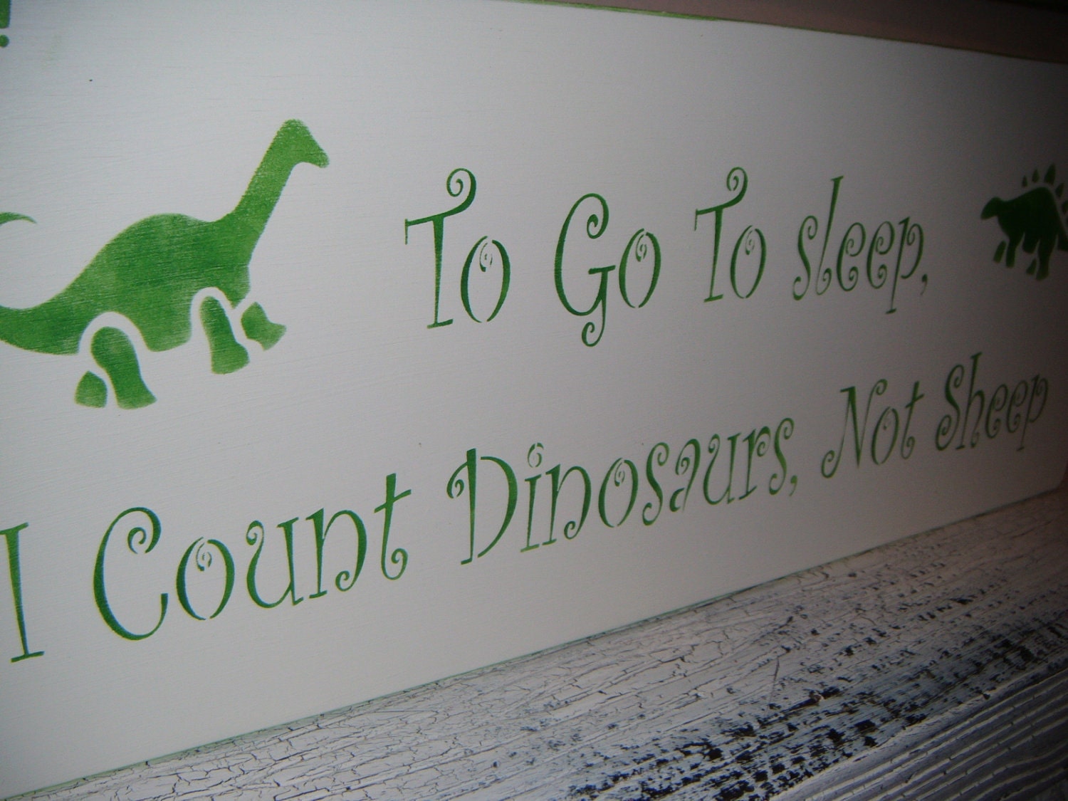 Dinosaur Nursery Sign, Baby Boy's Nursery - "To Go To Sleep, I Count Dinosaurs, Not Sheep" - Brontosauras, Stegasaurus