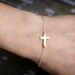 Sideways Cross Bracelet - Tiny Gold Vermeil Cross on Sterling Silver Chain - Mixed Metal
