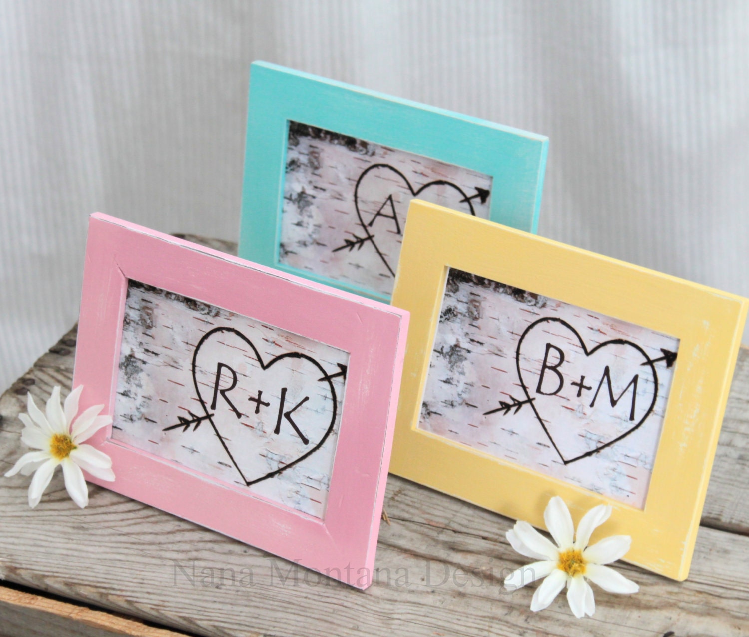 Personalized Birch Bark Heart print, Clean, Simple, Elegant, Rustic Chic, Cottage Chic Beach Decor