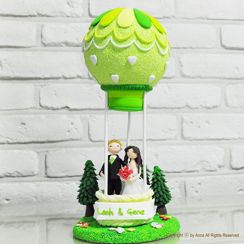 Air balloon custom wedding cake topper Gift Decoration - Let us fly to the Utopia in hot air balloon