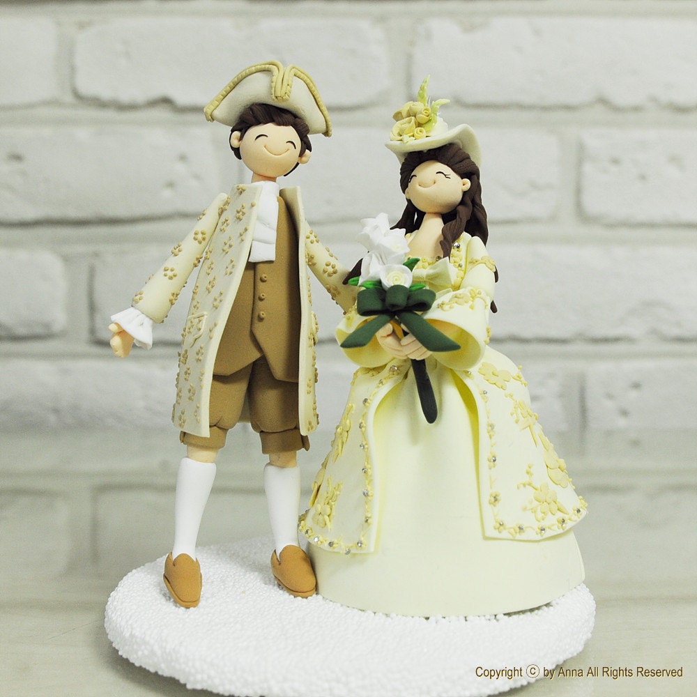 Traditional costume personalized wedding cake topper decoration gift keepsake for Baroque theme