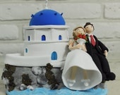 Italy Santorini custom wedding cake topper gift Keepsake - Cute couple in Santorini Italy
