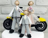 Auto Bike with kid custom wedding cake topper, Deco, Gift, Keepsake