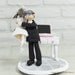 Workaholic couple wedding cake topper Gift Decoration - Stop working on the computer or we are late for ceremony