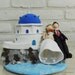 Italy Santorini custom wedding cake topper gift Keepsake - Cute couple in Santorini Italy
