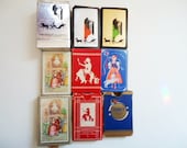 Deco Playing Card Decks - Playing Card Deck Lot of Five - Art Deco and Vintage Linen Playing Card Decks