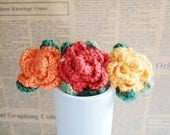Hand Crocheted Long Flower Barrette - Rosa in the Shades of Fall