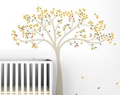 Fall Tree Extended Wall Decal - Yellow, Beige, Brown, Green, White Tree Decals