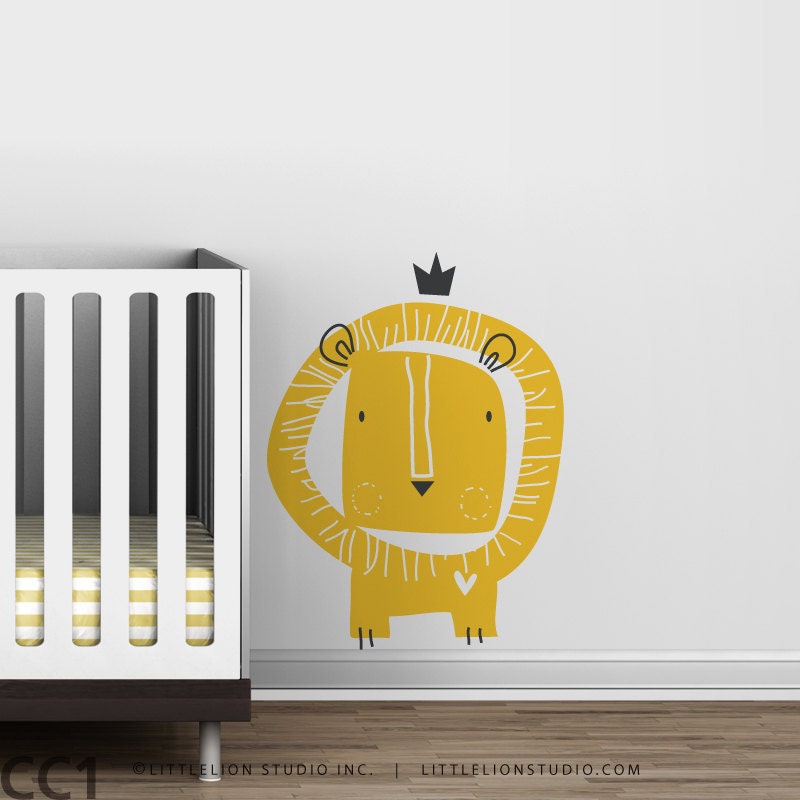 Baby Zoo Lion King Wall Decal - Yellow, Gold, White - Fun Kids decor