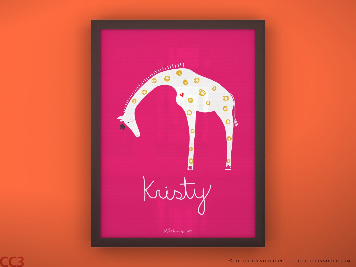 Baby nursery decor print safari theme wall art custom name new baby gift art print - Unframed 11 3/4 x 15 3/4" - Queen Giraffe