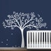 Fall Tree Wall Decal - White tree decal on blue wall - Baby Nursery Wall Decor
