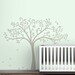 Fall Tree Wall Decal - White tree decal on blue wall - Baby Nursery Wall Decor