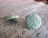 navajo print fabric button earrings 7/8" handmade vintage mod jewelry by studo346