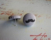 grey mustache button earrings handmade designs and vintage treasures by studio346