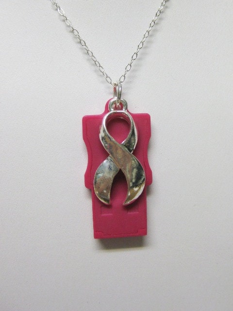 2GB USB Memory Sterling Necklace for Breast Cancer Awareness