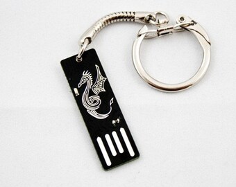 Dragon USB Circuit Board Keychain in Black - Lights Up