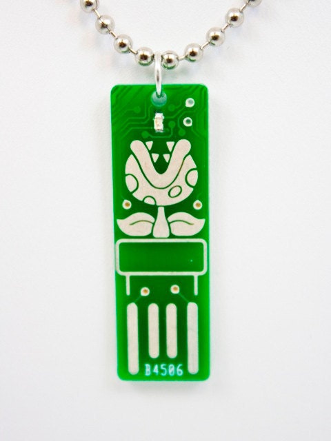 Piranha USB Circuit Board Necklace with Ball Chain