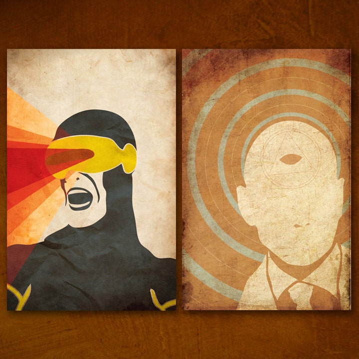 Any 9 X-Men Inspired Retro Art Posters - Set of 11x17 Science Fiction Art Prints