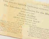 Helen Keller National Committee Invitation for the American foundation for the Blind