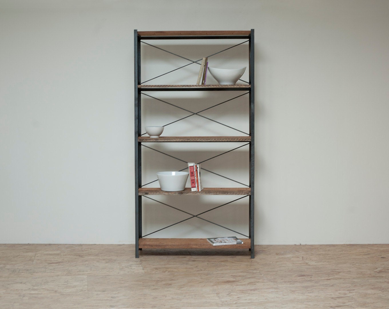 Reclaimed Home Library - Bookcase - Bakers Rack -Sustainable 5 Tier Rack