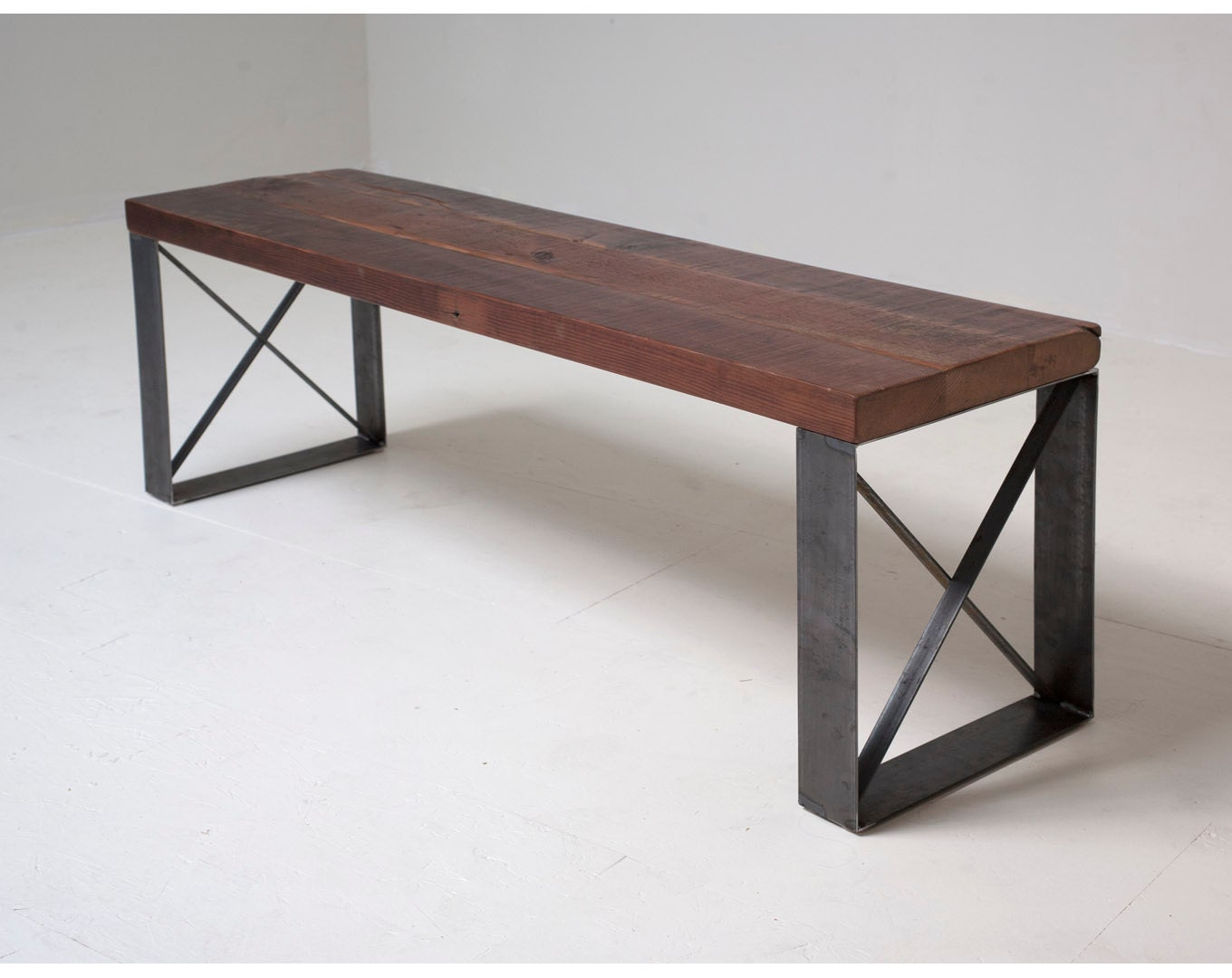 Sleek Modern Industrial Reclaimed Bench / Coffee table