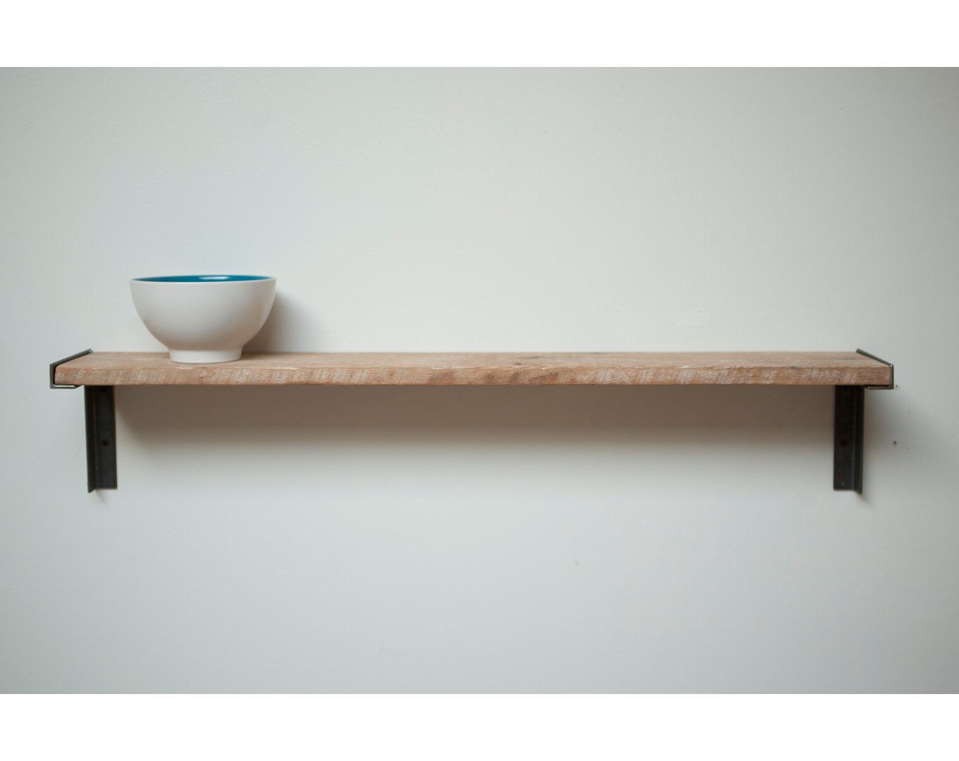 Cute Minimal Wall Mount Shelf. Reclaimed Old Growth Wood and Iron