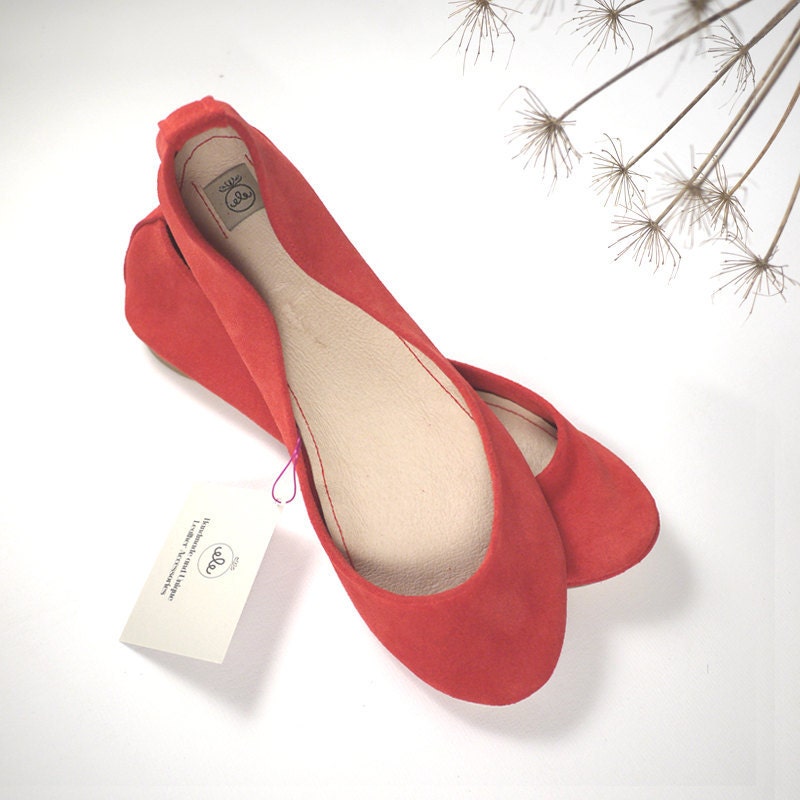 Geranium Soft Suede Handmade Ballet Flats