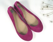 Ciclamino Soft Suede Leather Handmade Ballet Flats