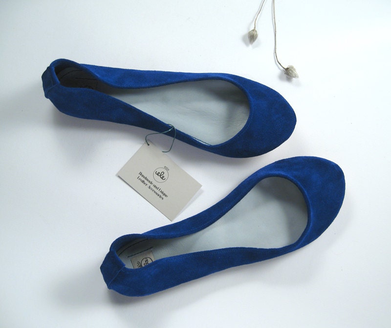 Blu Elettrico Soft Handmade Ballet Flats