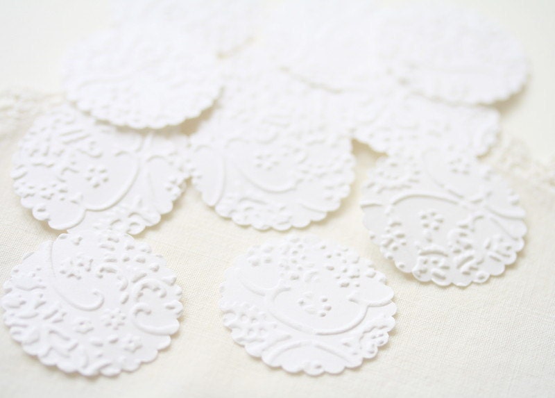 Wedding Stickers Seals -  24 Embossed White French Lace Elegant Seals For Envelopes Gift Wrap Favor Bags :  Wedding Envelope Seals