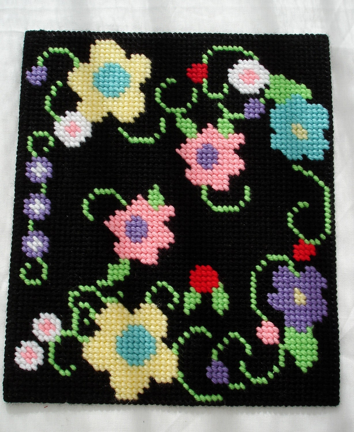Handmade Plastic Canvas Floral Mousepad