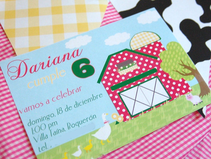 Printable- Girly Farmer Birthday Party Collection- Invitation- by Fara Party Design Il_570xn