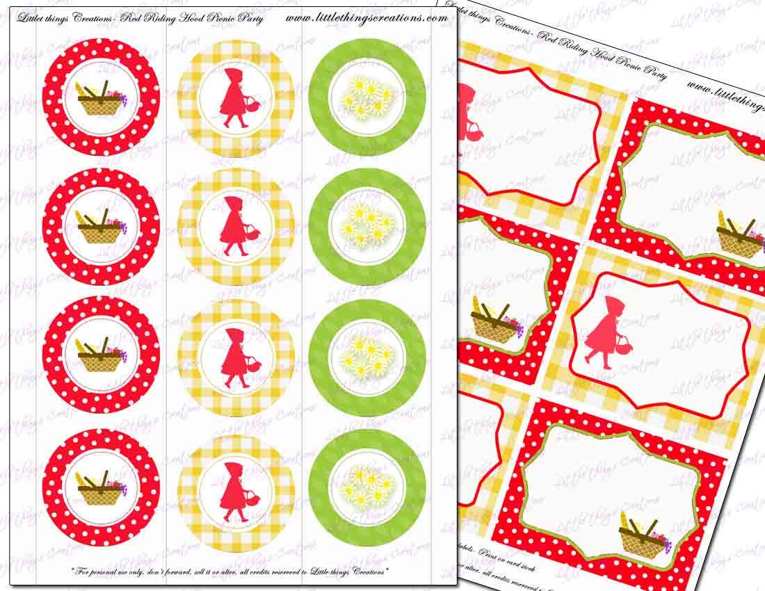 Printable Red Riding Hood Picnic Party Birthday Collection- Set by Fara Party Design