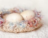 Nesting Bowl Organic Sisal Twine Shabby Chic Bird Nest OOAK Easter Rustic Holiday Home Decor pastel