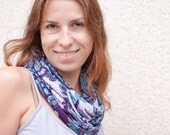 Infinity Scarf Versatile Cowl Loop Multicolor Aqua Blue Turquoise Purple summer scarf