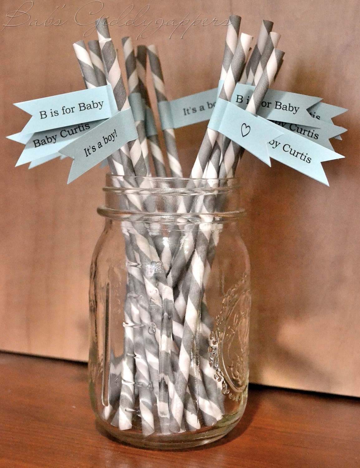 Baby Boy Shower Straws
