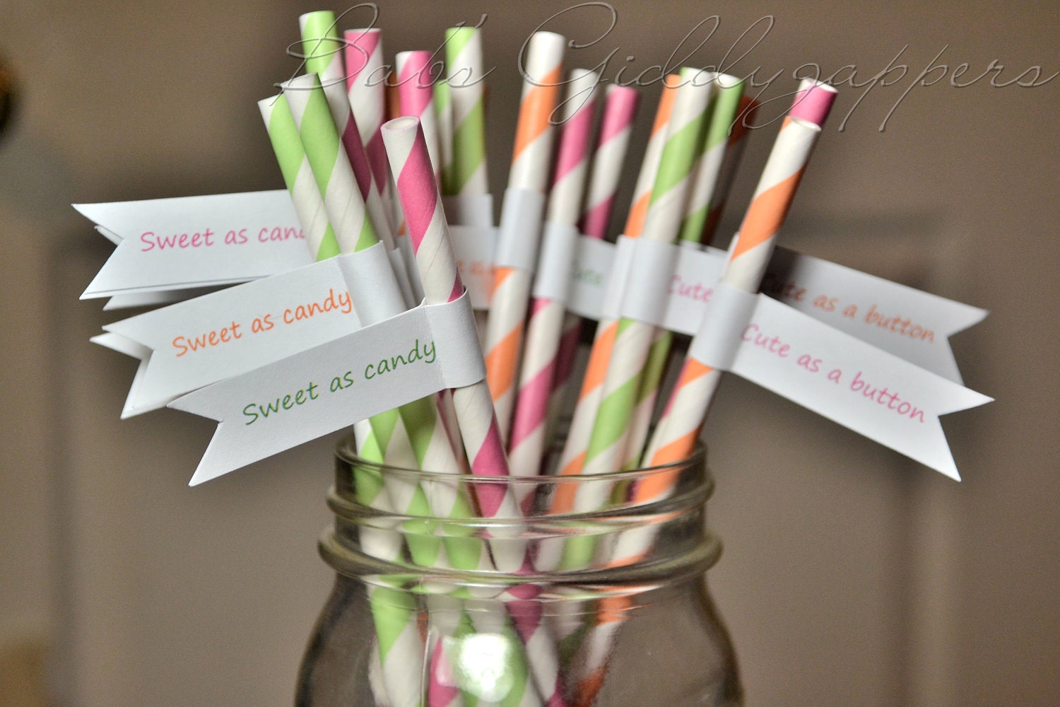 Cute as A Button Baby Shower Straws