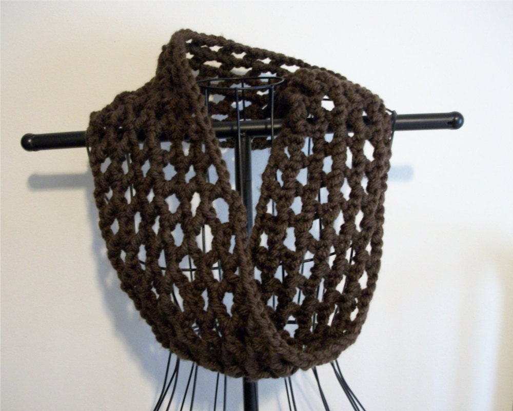 Dark Brown Chocolate Brown Chunky Cowl Crochet Fashion Accessories Spring Cowl